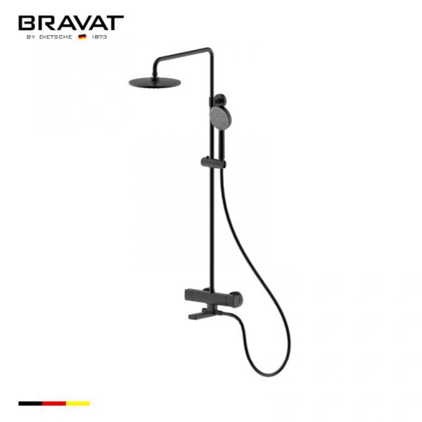 Thanh sen tắm đen có bộ trộn điều nhiệt Bravat F699153BW-A2
